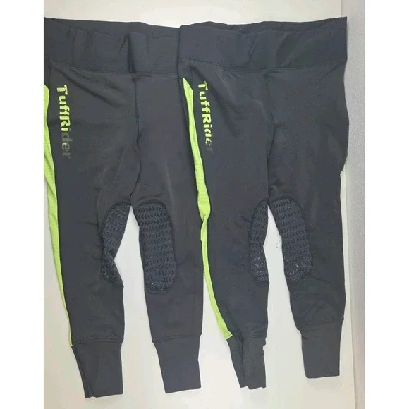 Two TuffRider Women's Marathon Tights Pants Equestrian Riding XL Large Dark Gray - Picture 1 of 12